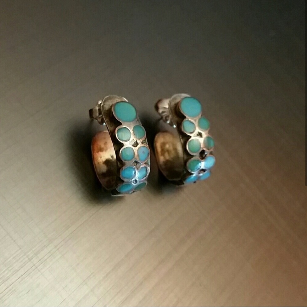 NAVAJO STERLING & TURQUOISE EARRINGS